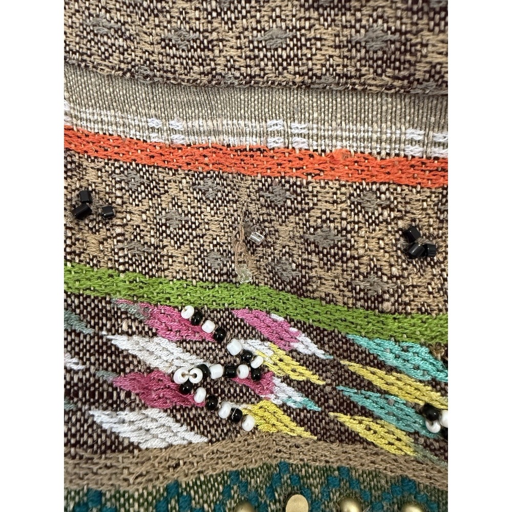 Glamorous Beaded Boho Mini Skirt Small Cotton Blend India Woven Lined Colorful - Picture 2 of 6